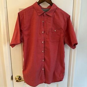 The North Face Men’s Shirt Large Short Sleeve Button Up Red Outdoor Hiking